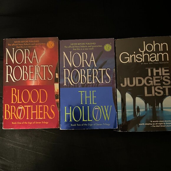 3 Books-Nora Roberts Blood Brothers and The Hollow. John Grisham The Judge List - Picture 1 of 1
